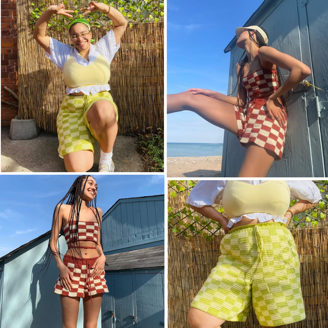 Checkered Shorts Crochet Written Pattern