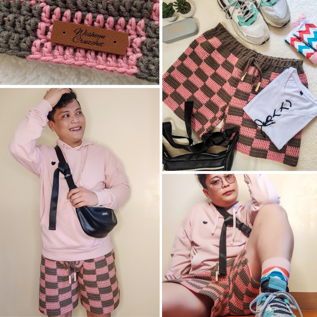 Checkered Shorts Crochet Written Pattern