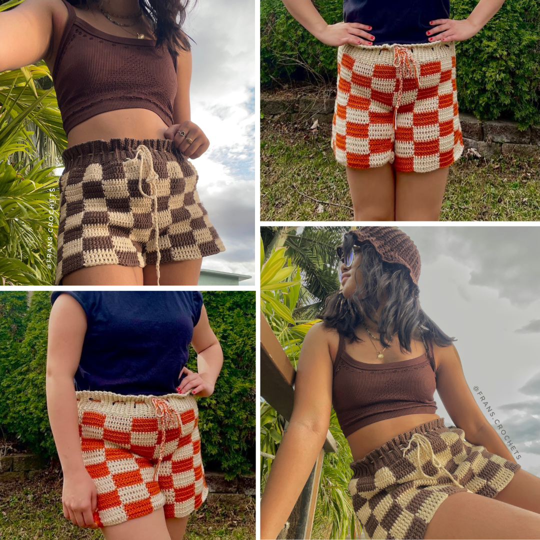Checkered Shorts Crochet Written Pattern