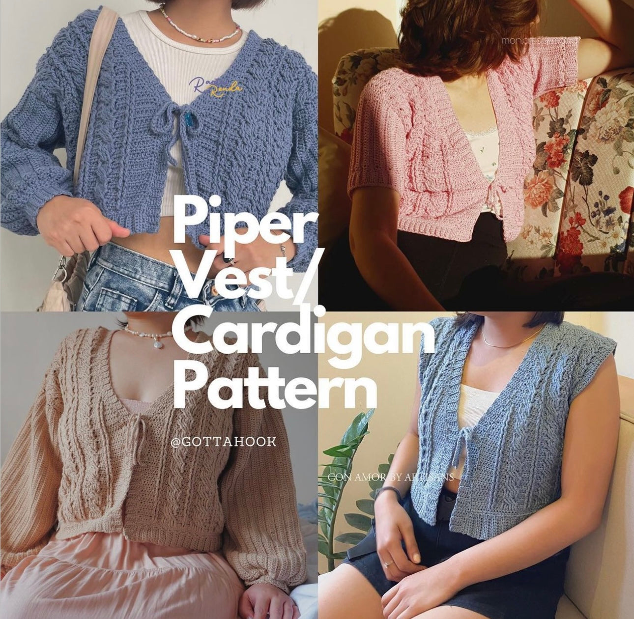 Piper Vest Cardigan Crochet Written Pattern