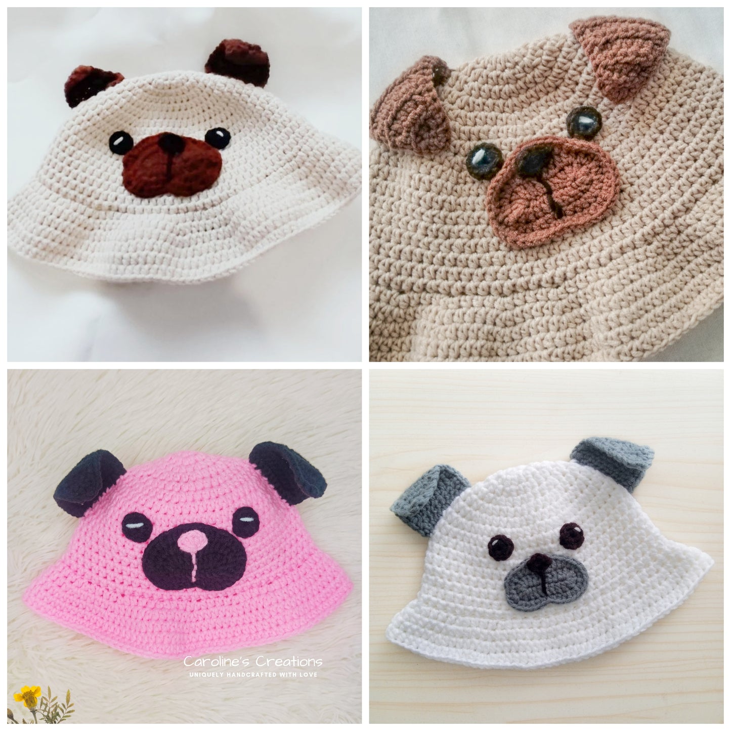 Dog Bucket Hat Crochet Written Pattern