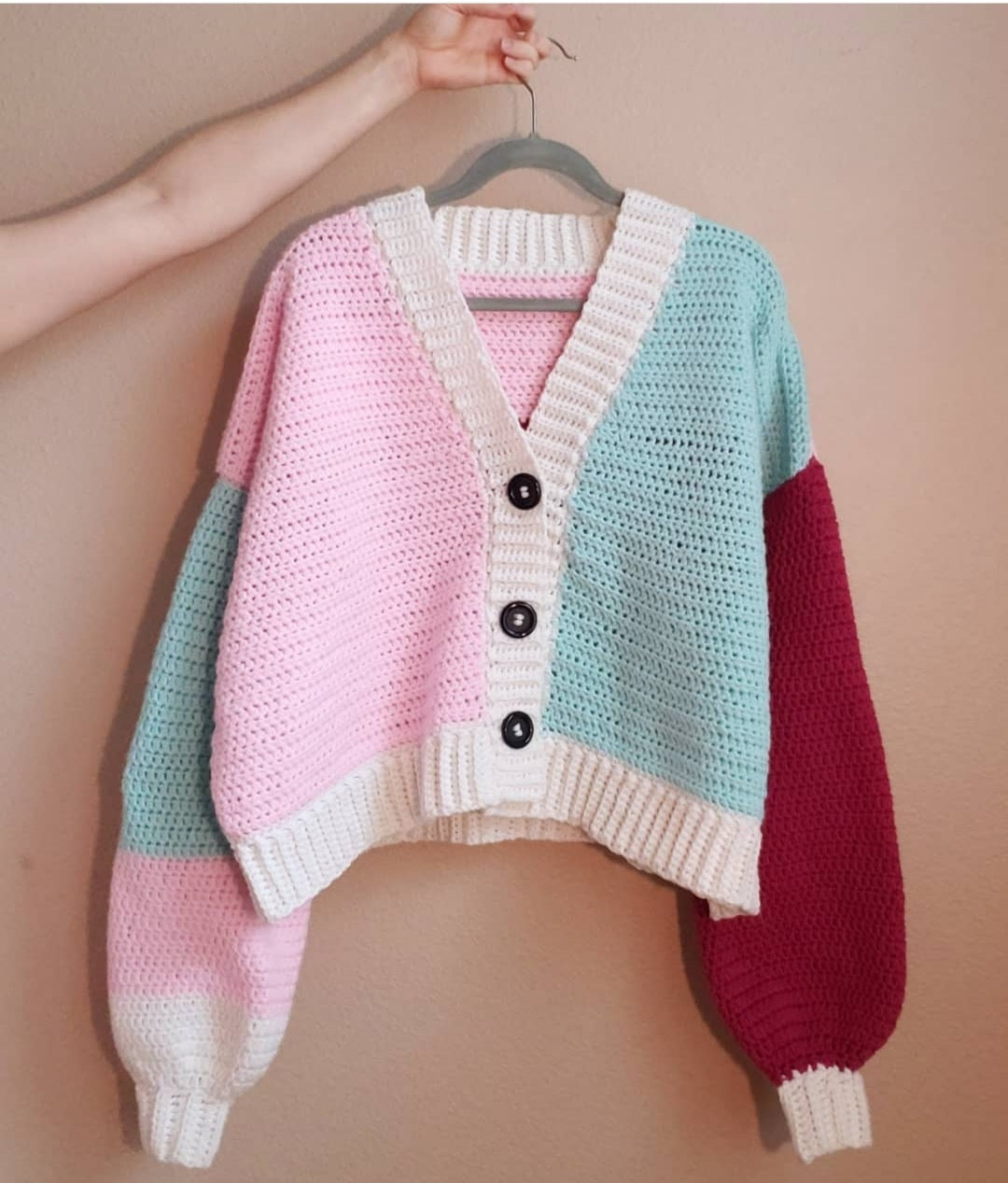 Colorblock Oversized Cardigan Crochet Written Pattern