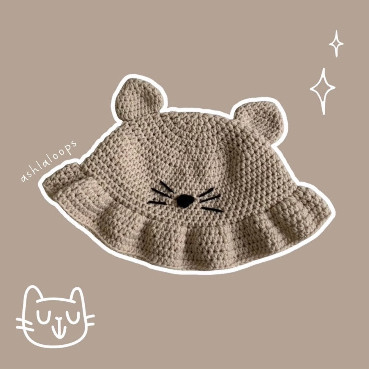 Cat Bucket Hat Crochet Written Pattern