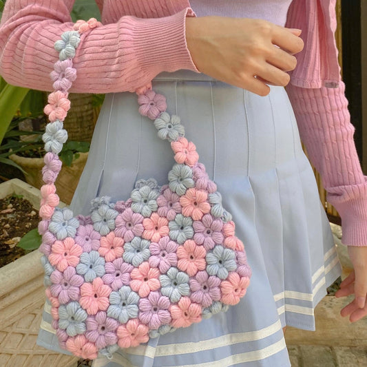 Puff Flower Bag Crochet Written Pattern