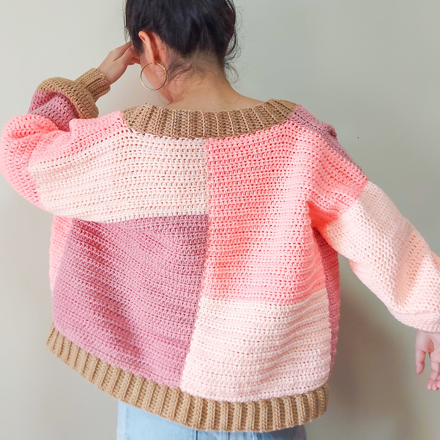 Colorblock Oversized Cardigan Crochet Written Pattern