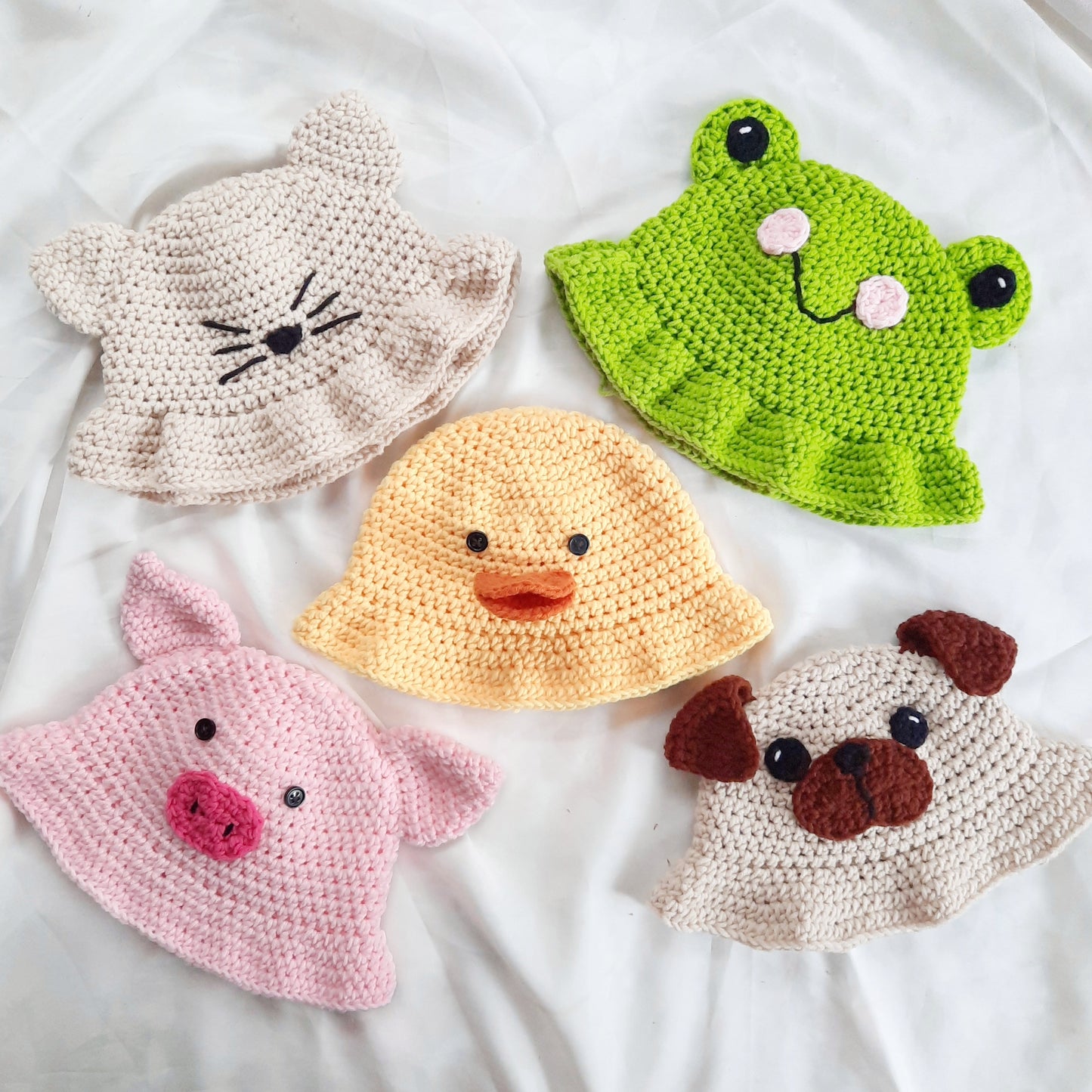 Animal Bucket Hats Crochet Written Pattern