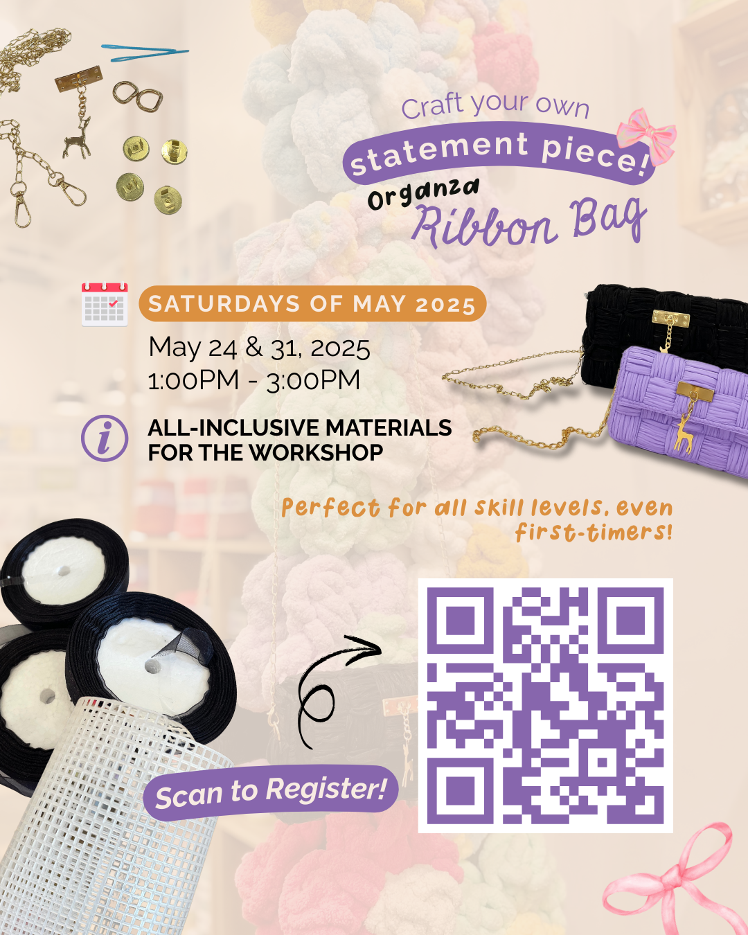 Organza Ribbon Bag Weaving Workshop (Saturdays)