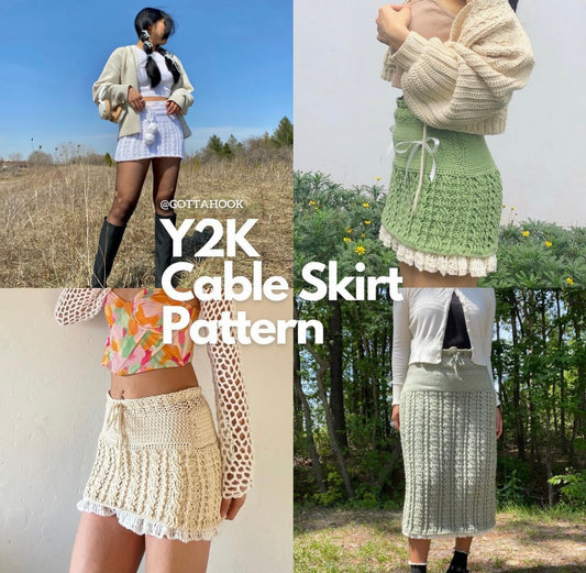 Y2K Cable Skirt Crochet Written Pattern