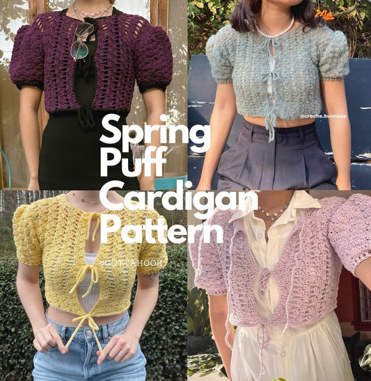 Spring Puff Cardigan Crochet Written Pattern