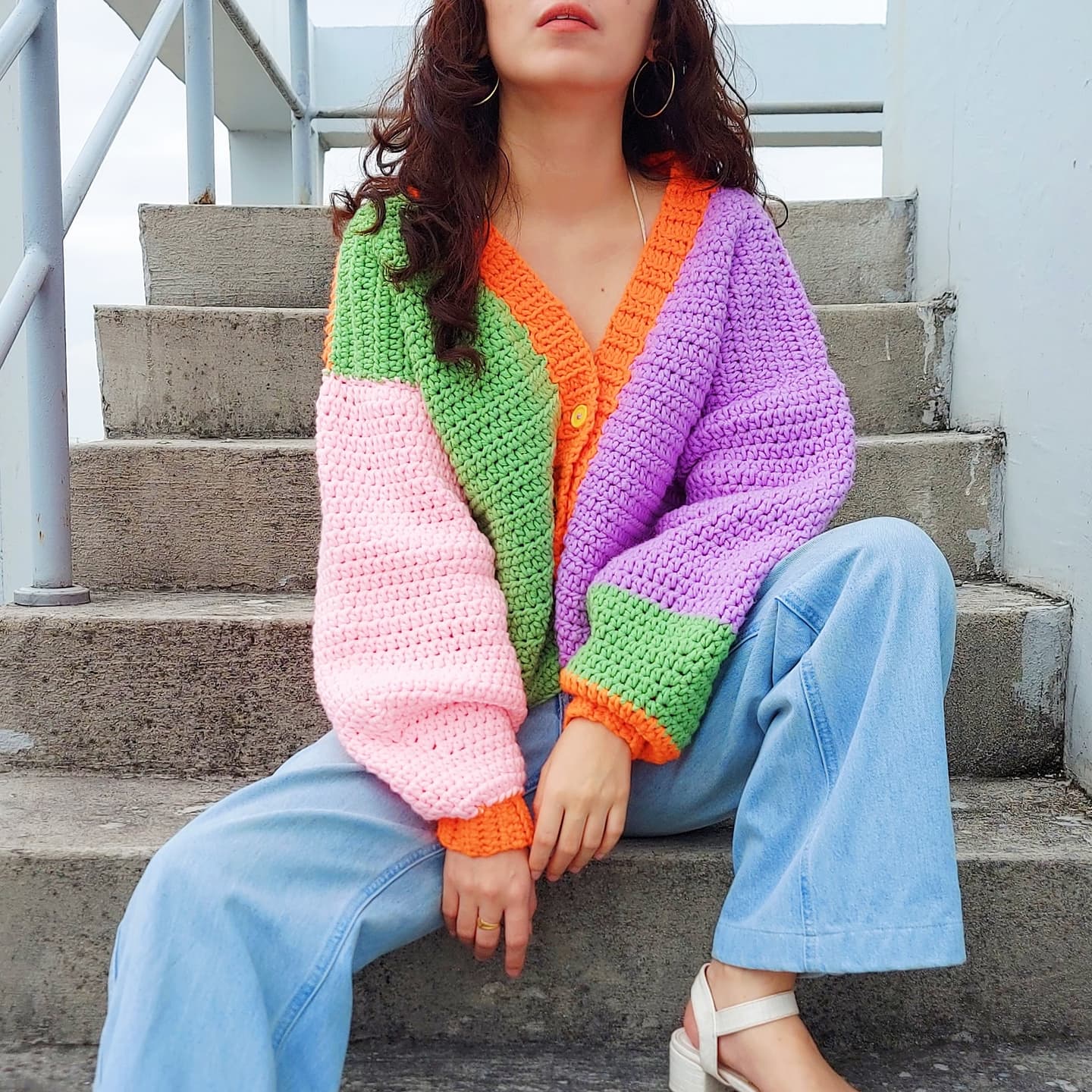 Colorblock Oversized Cardigan Crochet Written Pattern