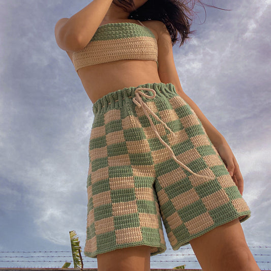 Checkered Shorts Crochet Written Pattern