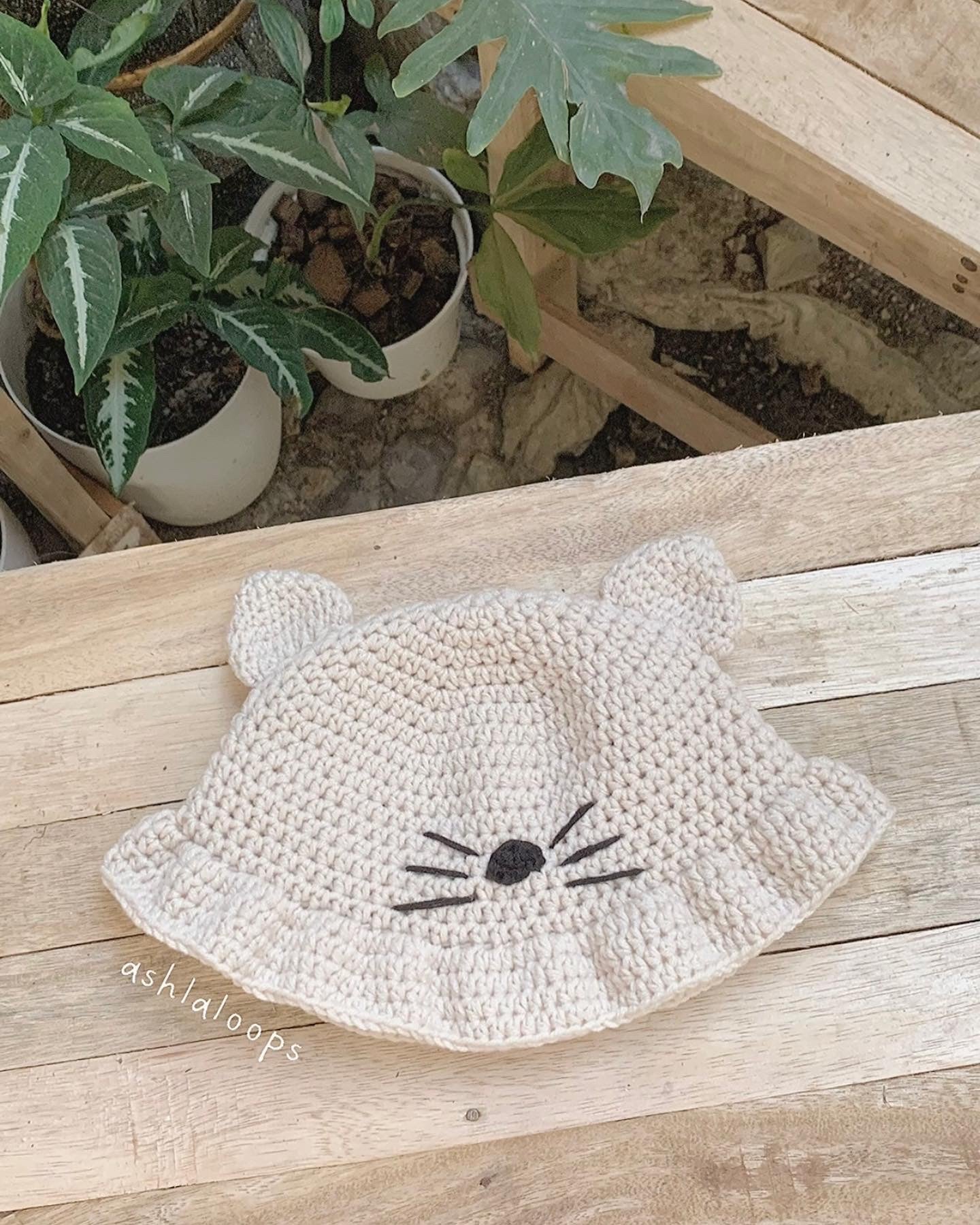 Cat Bucket Hat Crochet Written Pattern – Hope Stitch