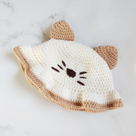 Cat Bucket Hat Crochet Written Pattern